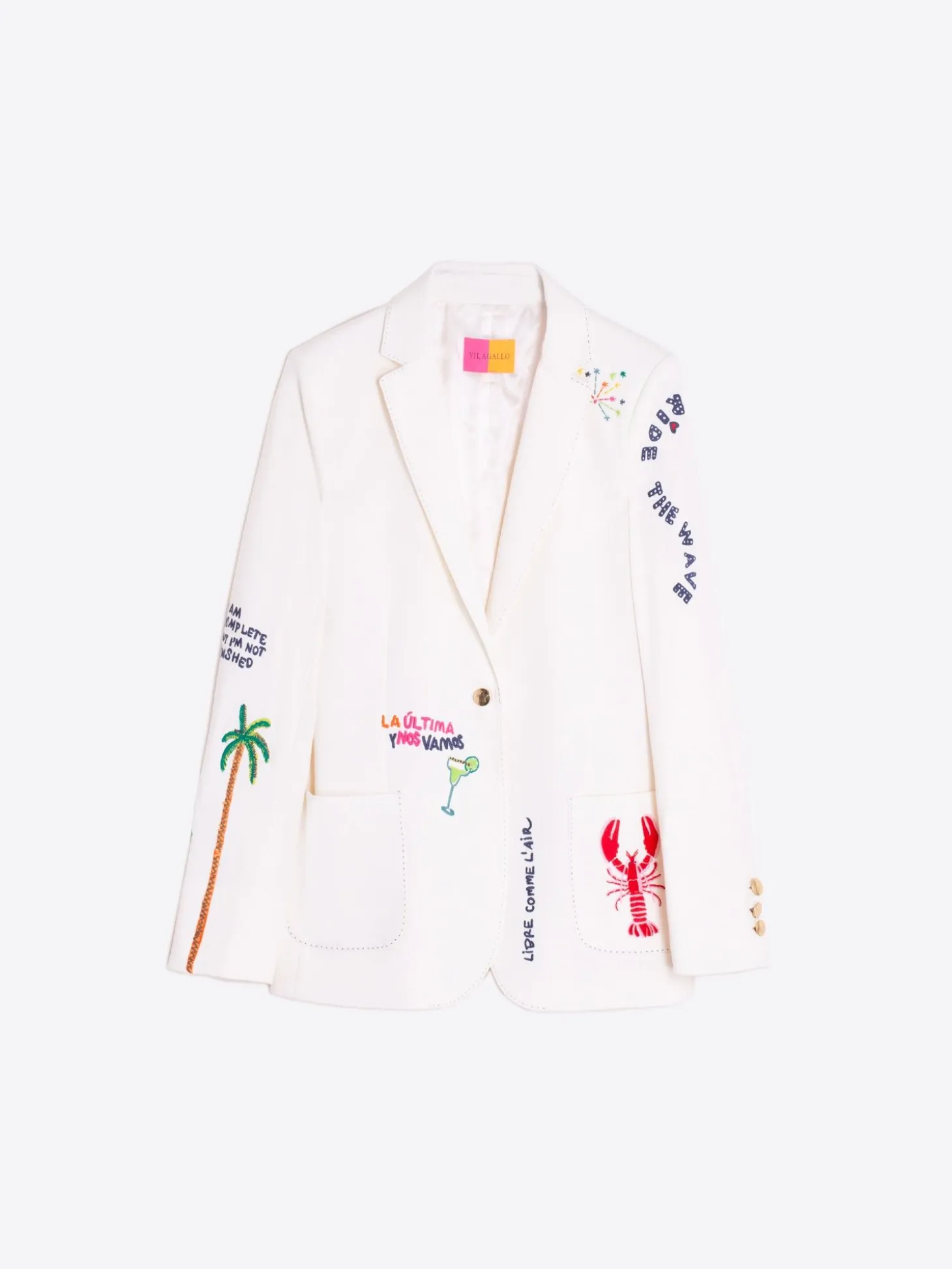 Vilagallo Chaqueta Bordada Punto Blanco Perfect Fit Fashion