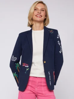 Vilagallo Chaqueta Bordada Punto Navy Perfect Fit Discount