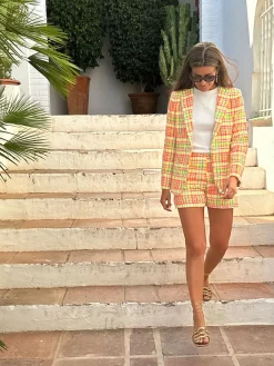 Vilagallo Chaqueta Cuadro Fluor Seersucker Best Sale