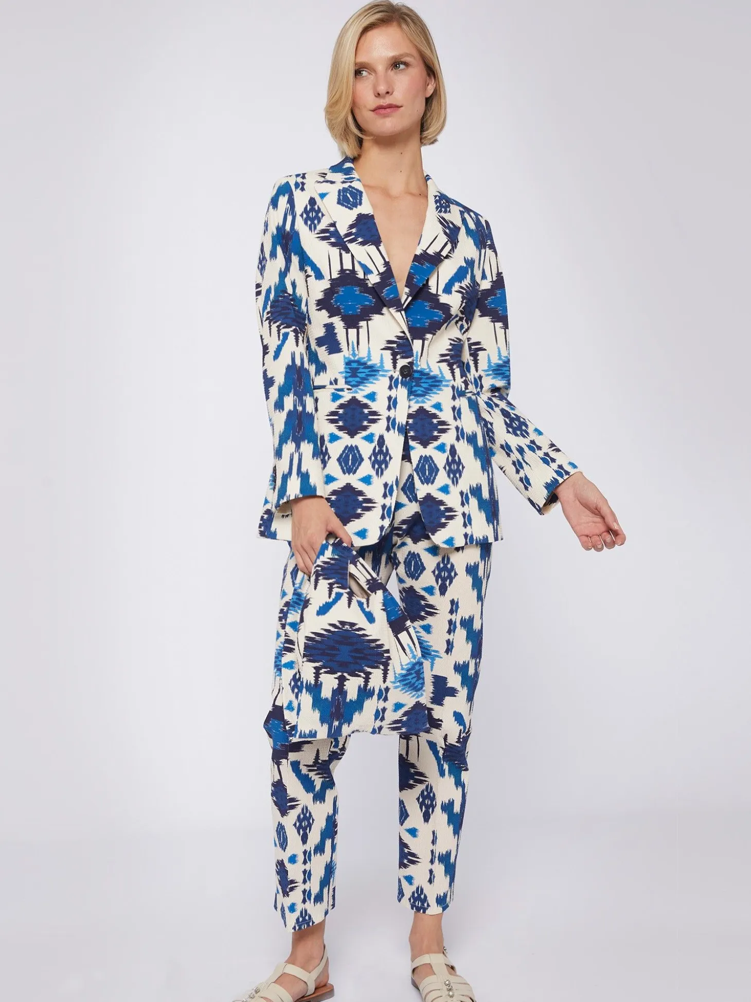 Vilagallo Chaqueta Estampado Ikat Azul Shop
