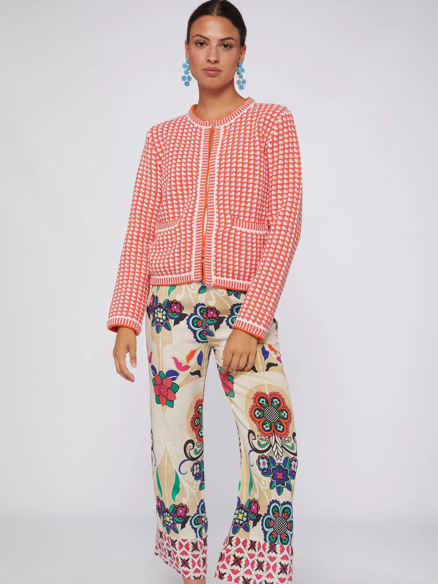 Vilagallo Chaqueta Punto Tweed Rosa Naranja Online
