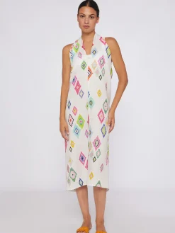 Vilagallo Falda Pareo 100% Lino Estampado Ikat Fashion