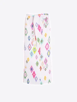 Vilagallo Falda Pareo 100% Lino Estampado Ikat Fashion