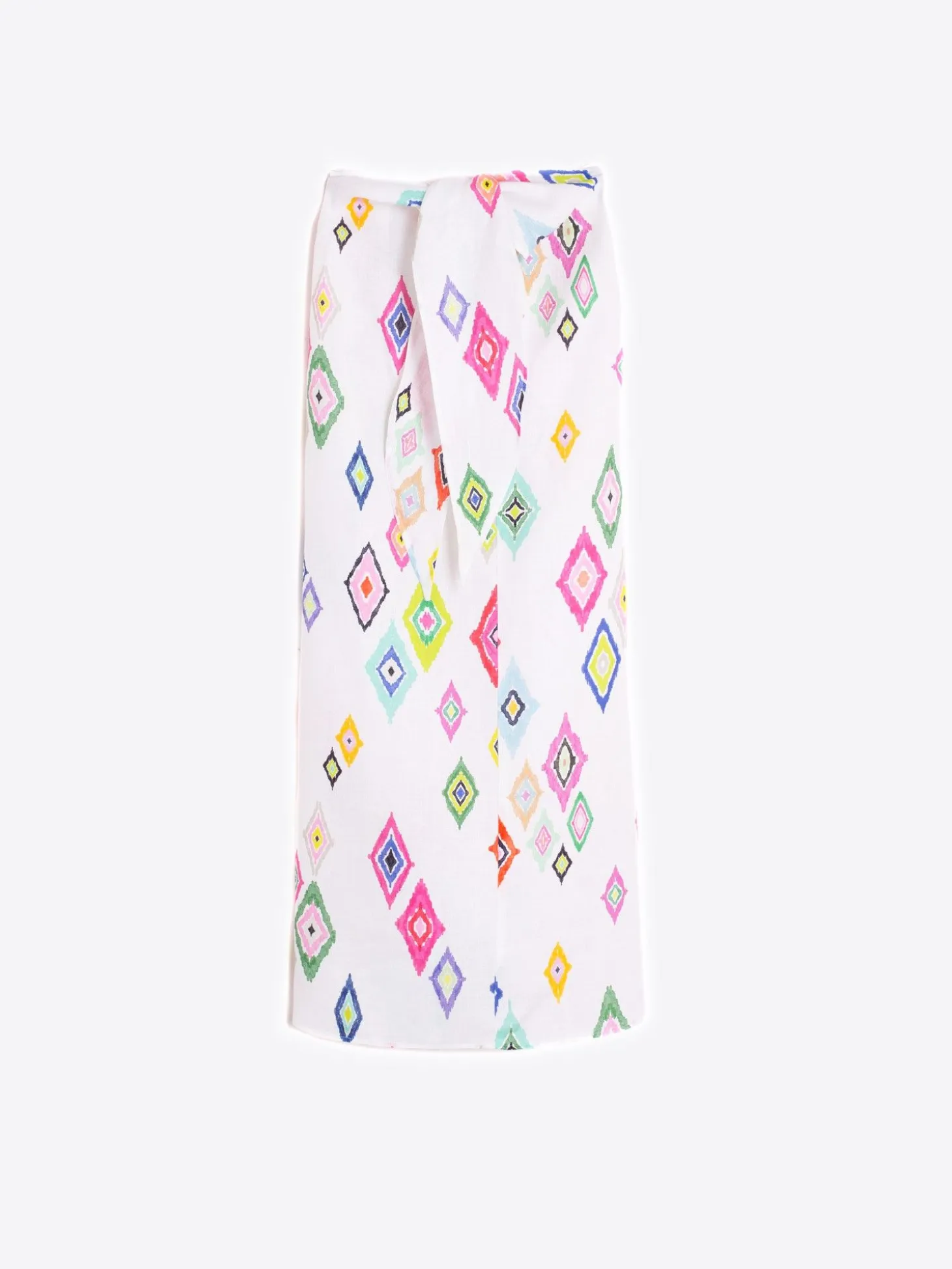 Vilagallo Falda Pareo 100% Lino Estampado Ikat Fashion