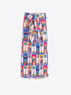 Vilagallo Falda Pareo 100%Lino Estampado Palmera Online