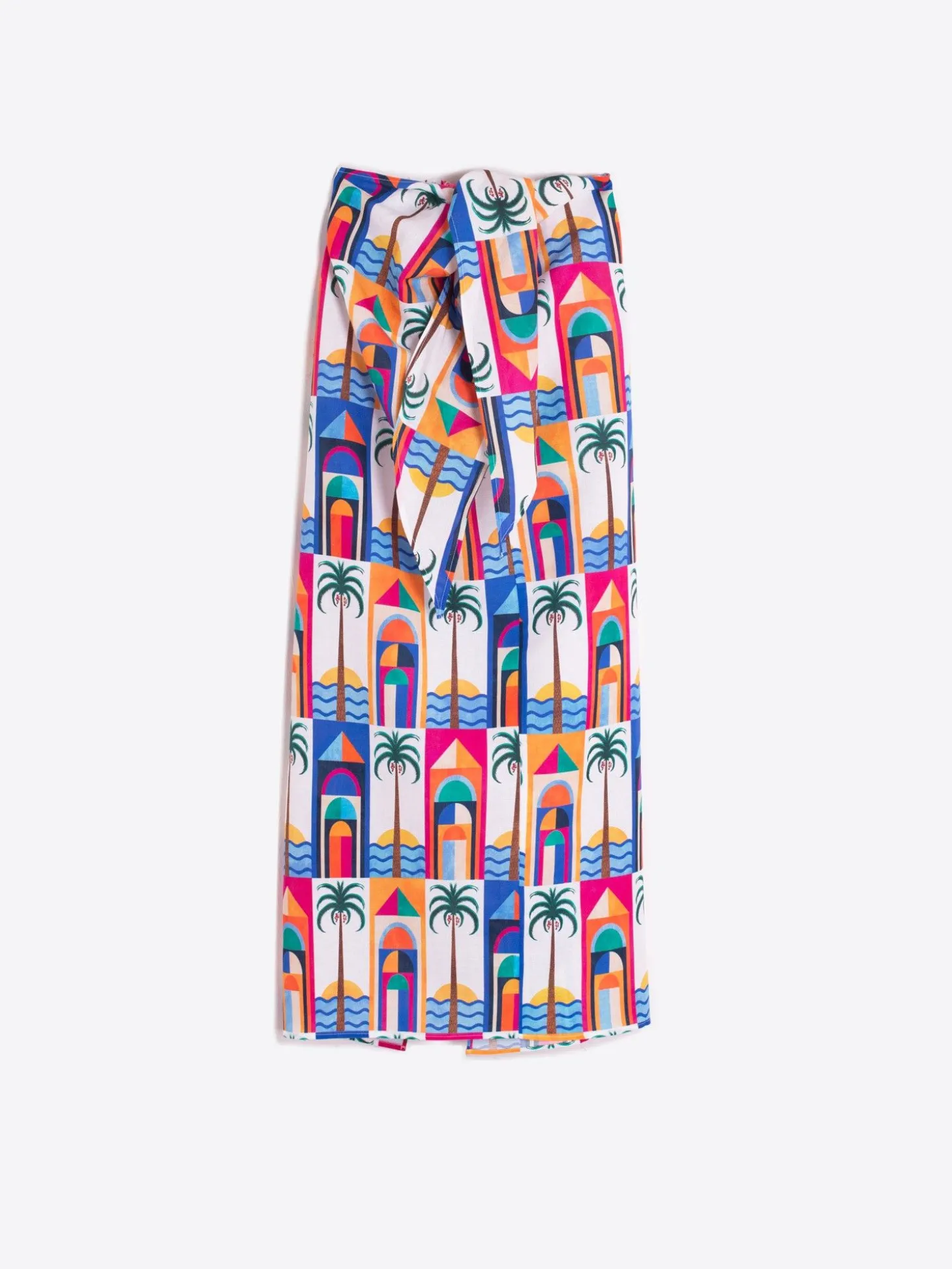Vilagallo Falda Pareo 100%Lino Estampado Palmera Online