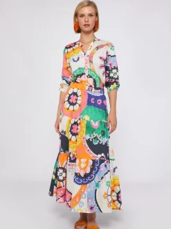 Vilagallo Falda Volantes Algodon Satin Suzani Print Shop