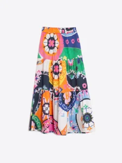 Vilagallo Falda Volantes Algodon Satin Suzani Print Shop