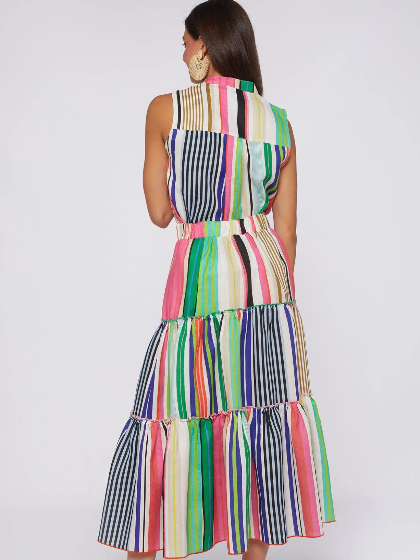 Vilagallo Falda Volantes Rayas 100% Lino Best Sale
