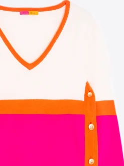 Vilagallo Jersey 100% Lana Merino Colour Block Rosa Naranja Online