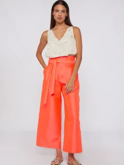 Vilagallo Pantalon Ancho Mikado Fluor Cheap