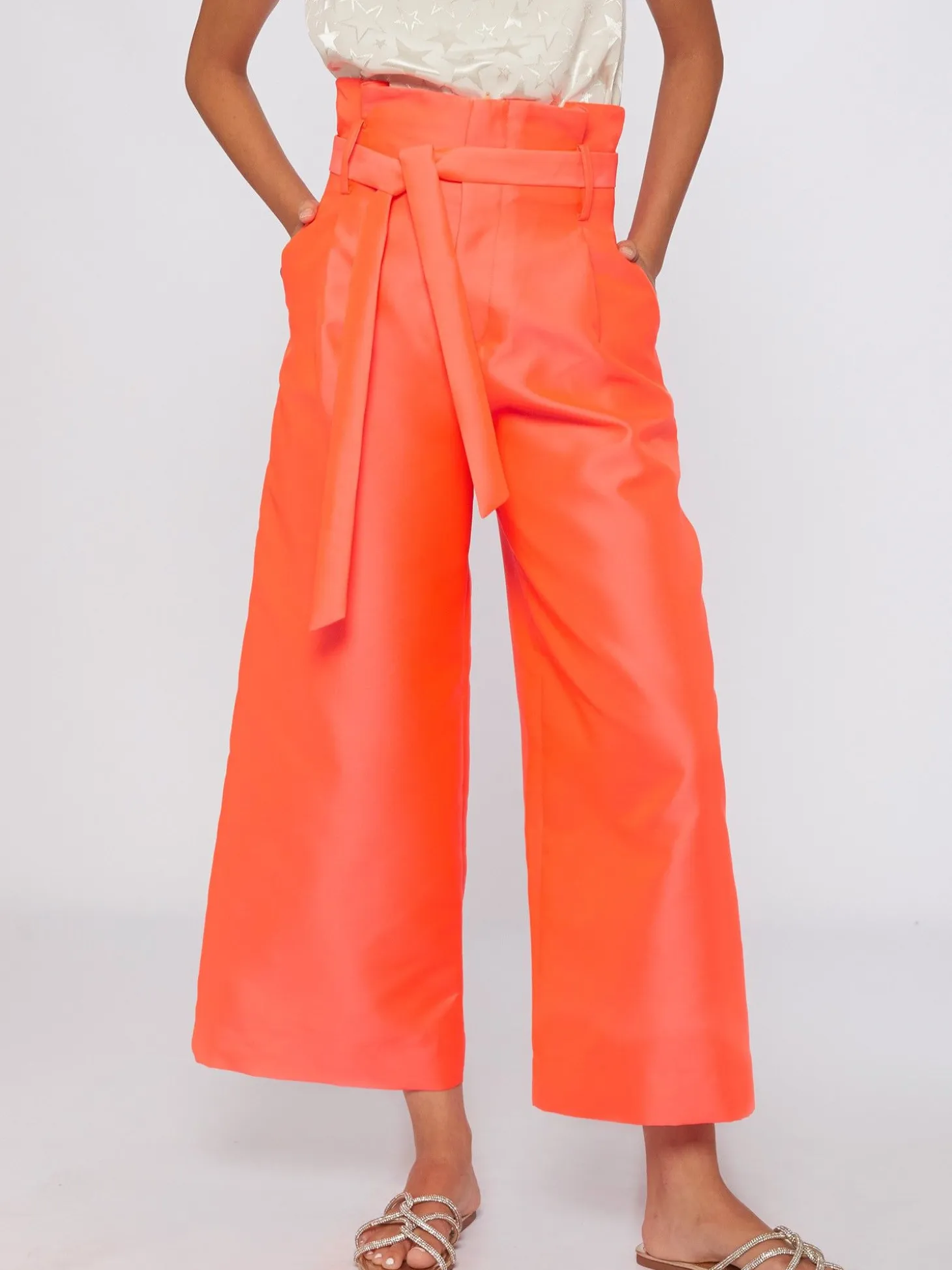 Vilagallo Pantalon Ancho Mikado Fluor Cheap