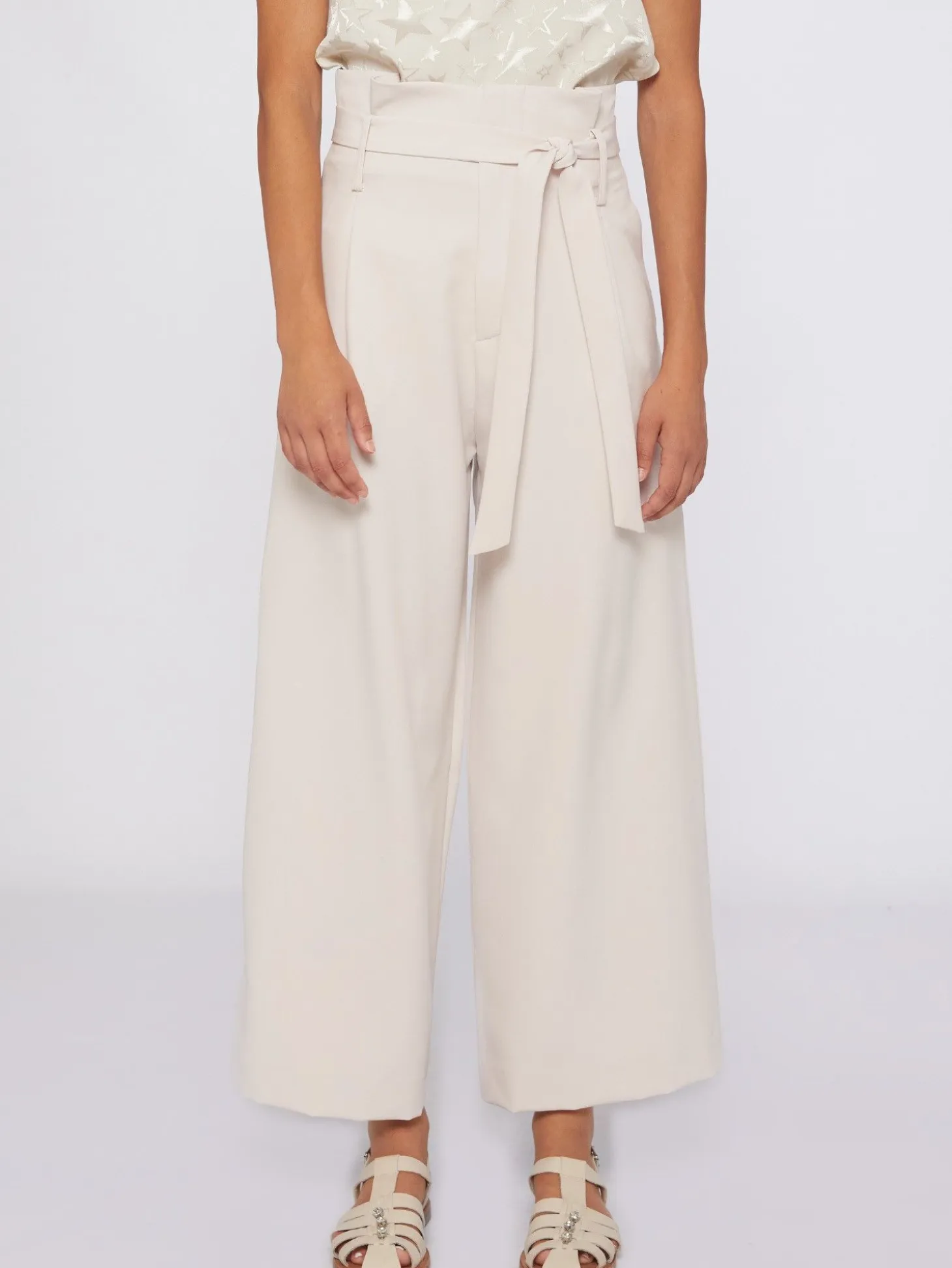 Vilagallo Pantalon Ancho Pinzas Crep Crudo Fashion