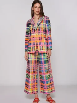 Vilagallo Pantalon Brisa Multicolour Check Gabardi New