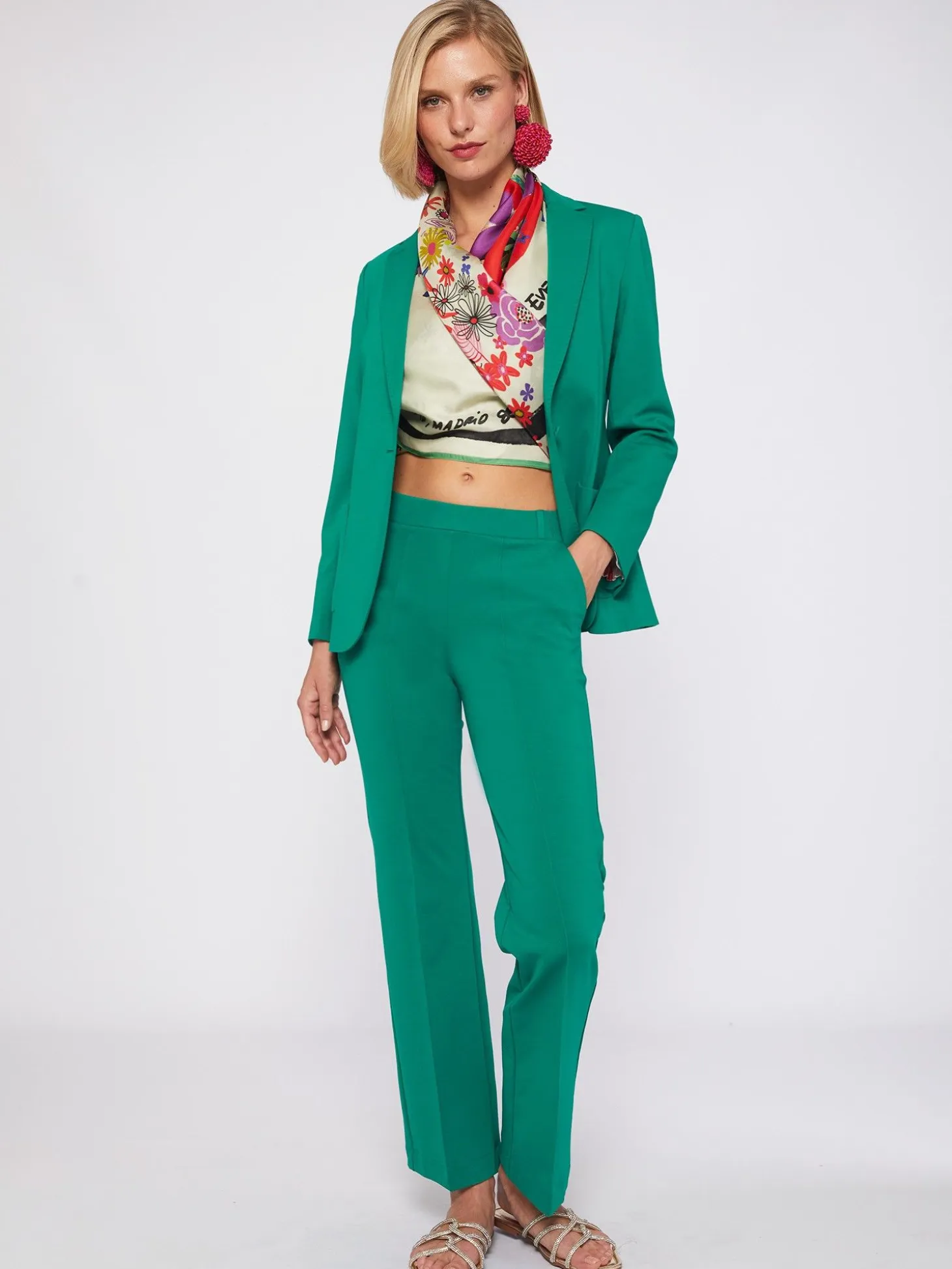 Vilagallo Pantalon Carla Green Knit Perfect Fit Best