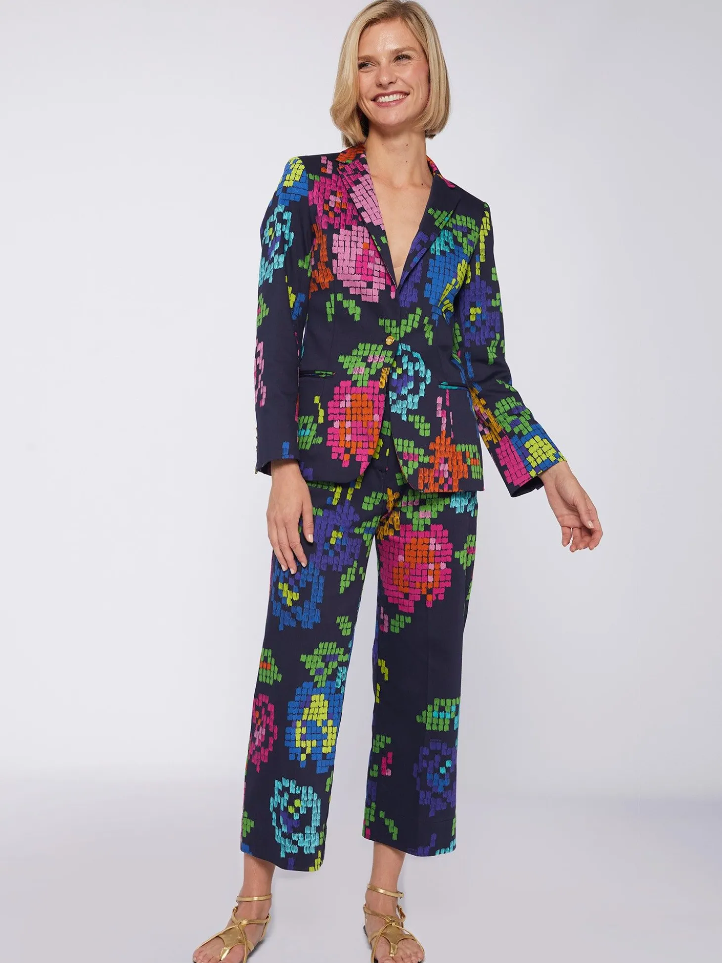 Vilagallo Pantalon Estampado Punto De Cruz Cheap