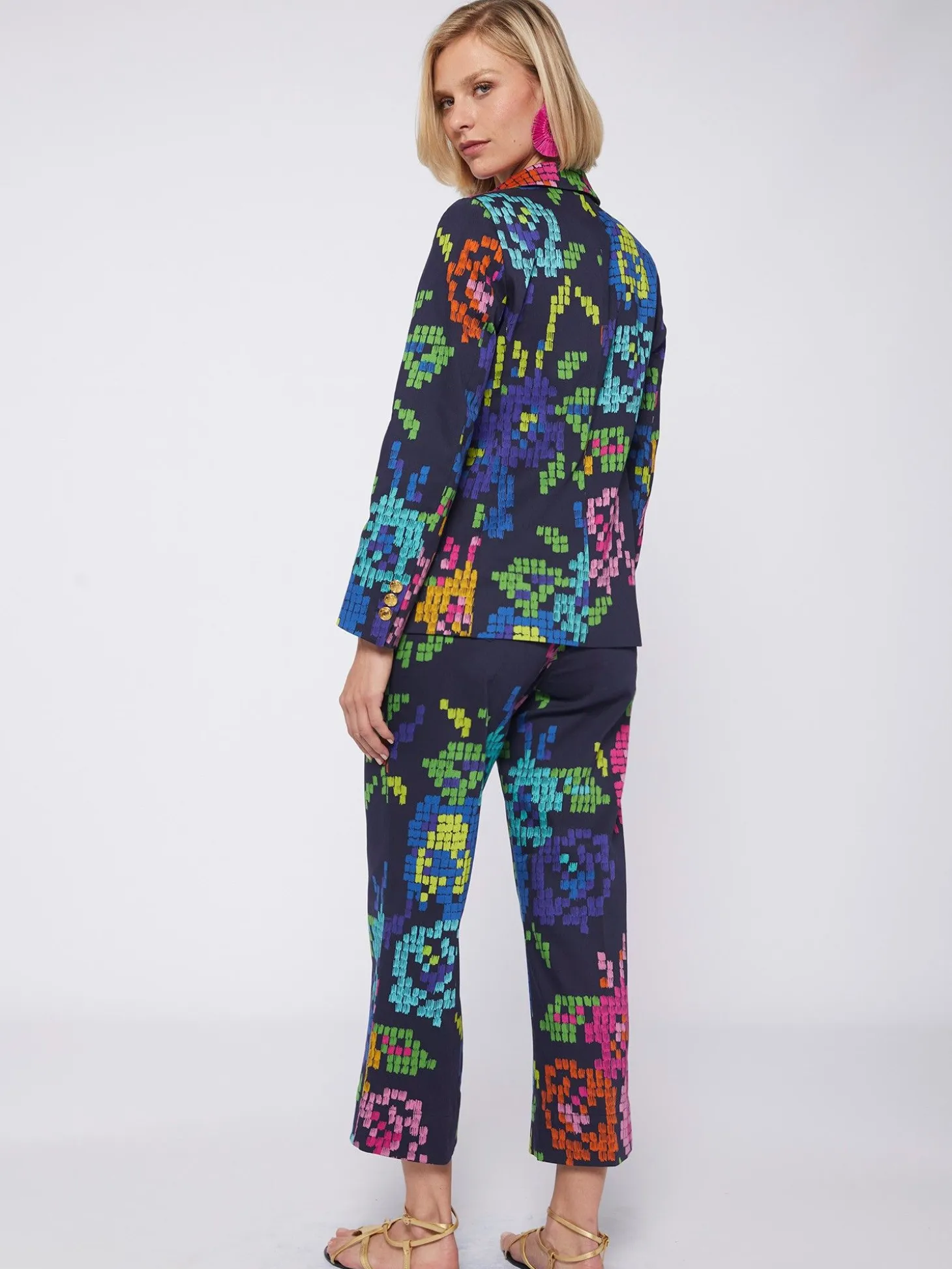Vilagallo Pantalon Estampado Punto De Cruz Cheap