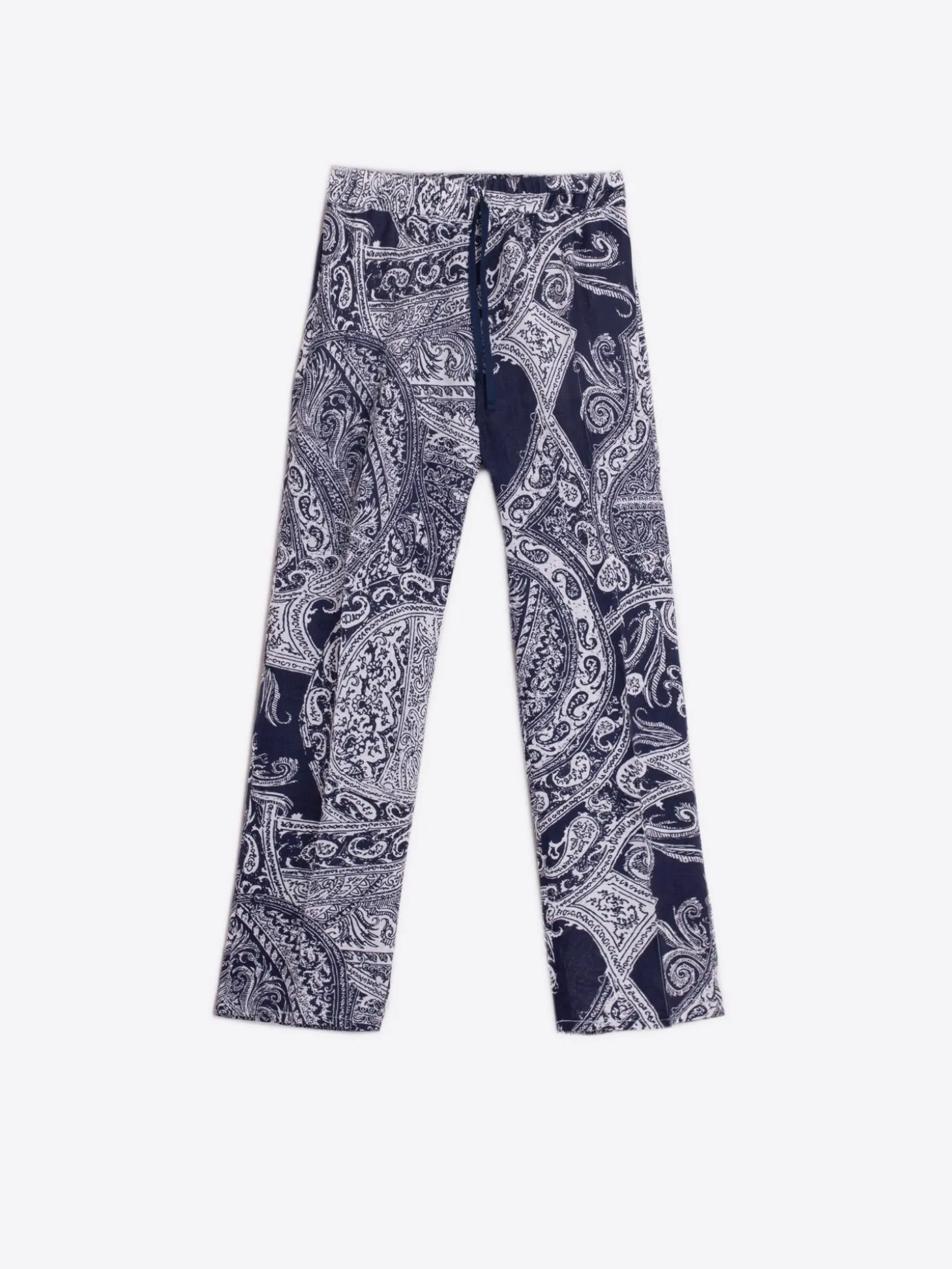 Vilagallo Pantalon Lino Estampado Paisley Navy Discount
