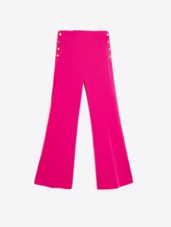 Vilagallo Pantalon Punto Rosa Botones Laterales Perfect Fict Cheap