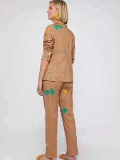 Vilagallo Pantalon Tiffany Biarritz Gabardine Print Outlet