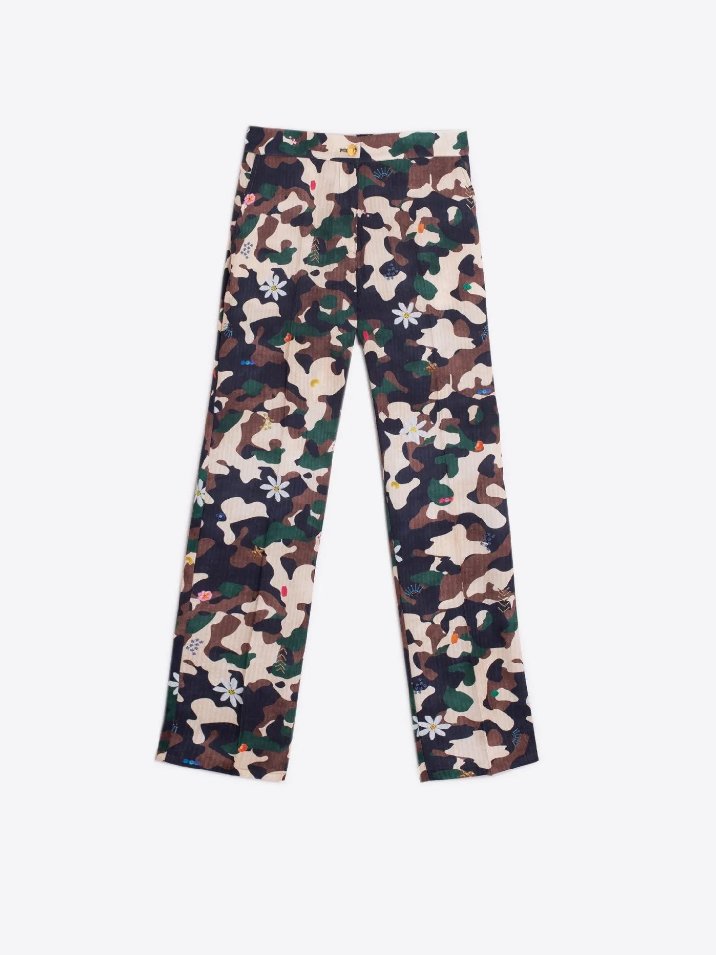 Vilagallo Pantalon Tiffany Camouflage Embroidery Print Store