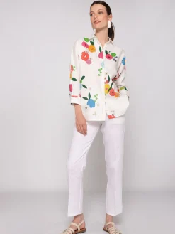 Vilagallo Pantalon Tiffany White Linen Best Sale
