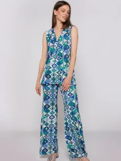 Vilagallo Pantalon Venus Punto Estampado Geometrico Cheap