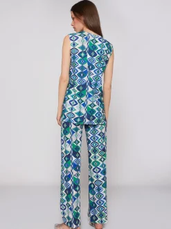 Vilagallo Pantalon Venus Punto Estampado Geometrico Cheap