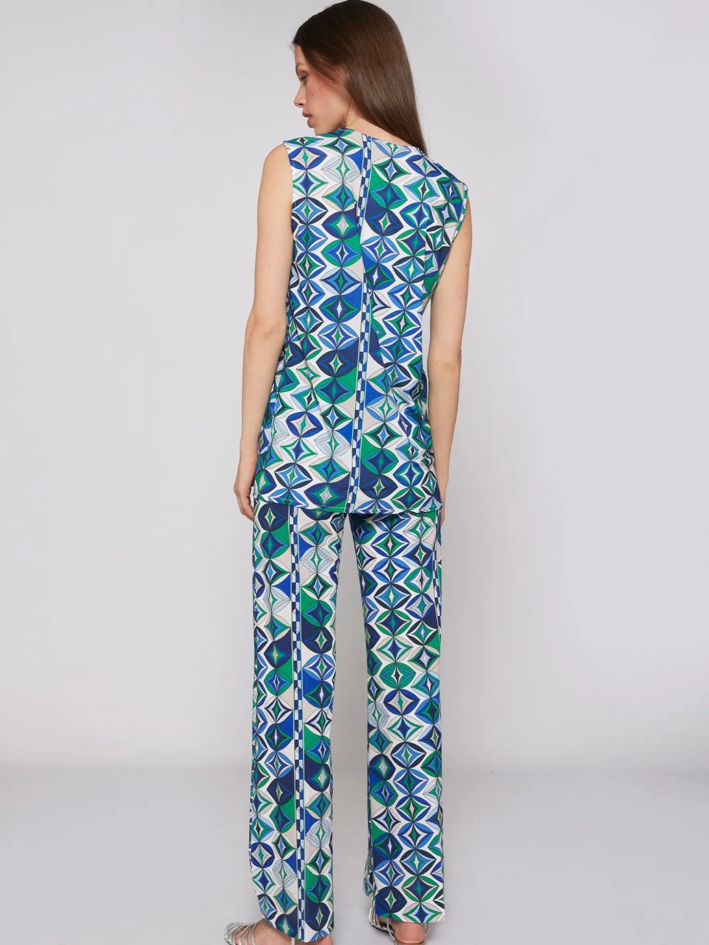 Vilagallo Pantalon Venus Punto Estampado Geometrico Cheap
