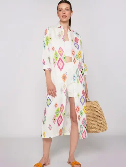 Vilagallo Vestido 100% Lino Estamapado Ikat Best Sale