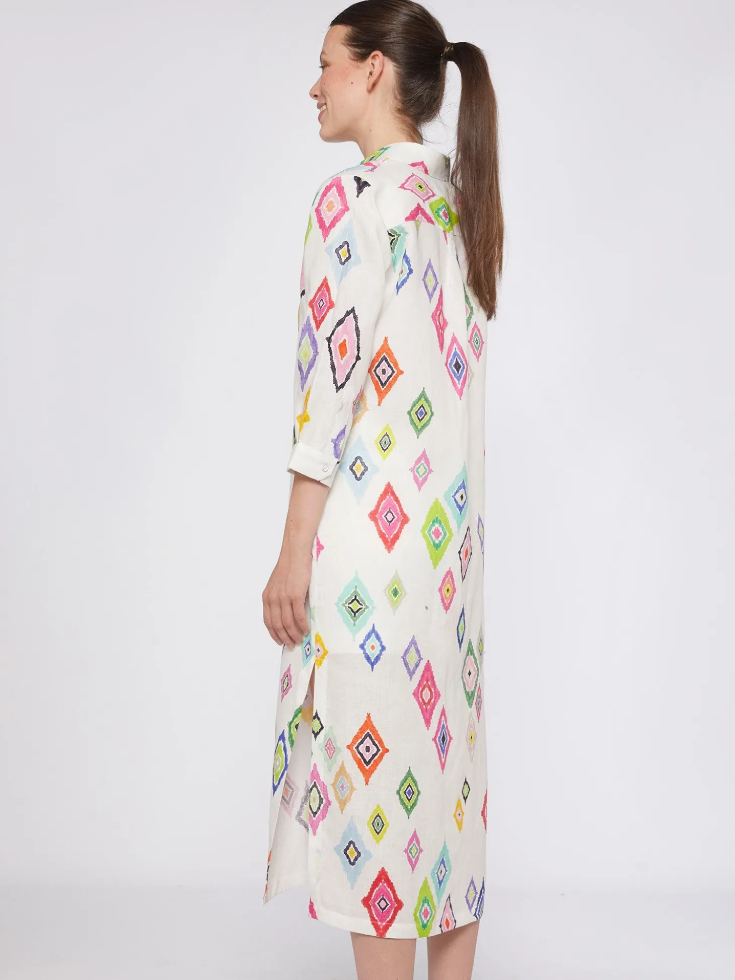 Vilagallo Vestido 100% Lino Estamapado Ikat Best Sale