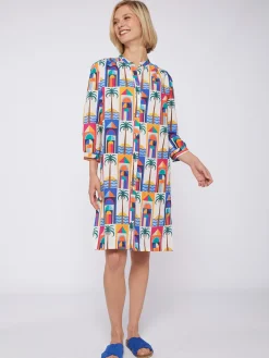 Vilagallo Vestido 100% Lino Estampado Palmera Store
