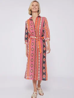 Vilagallo Vestido Algodon Estampado Navajo New