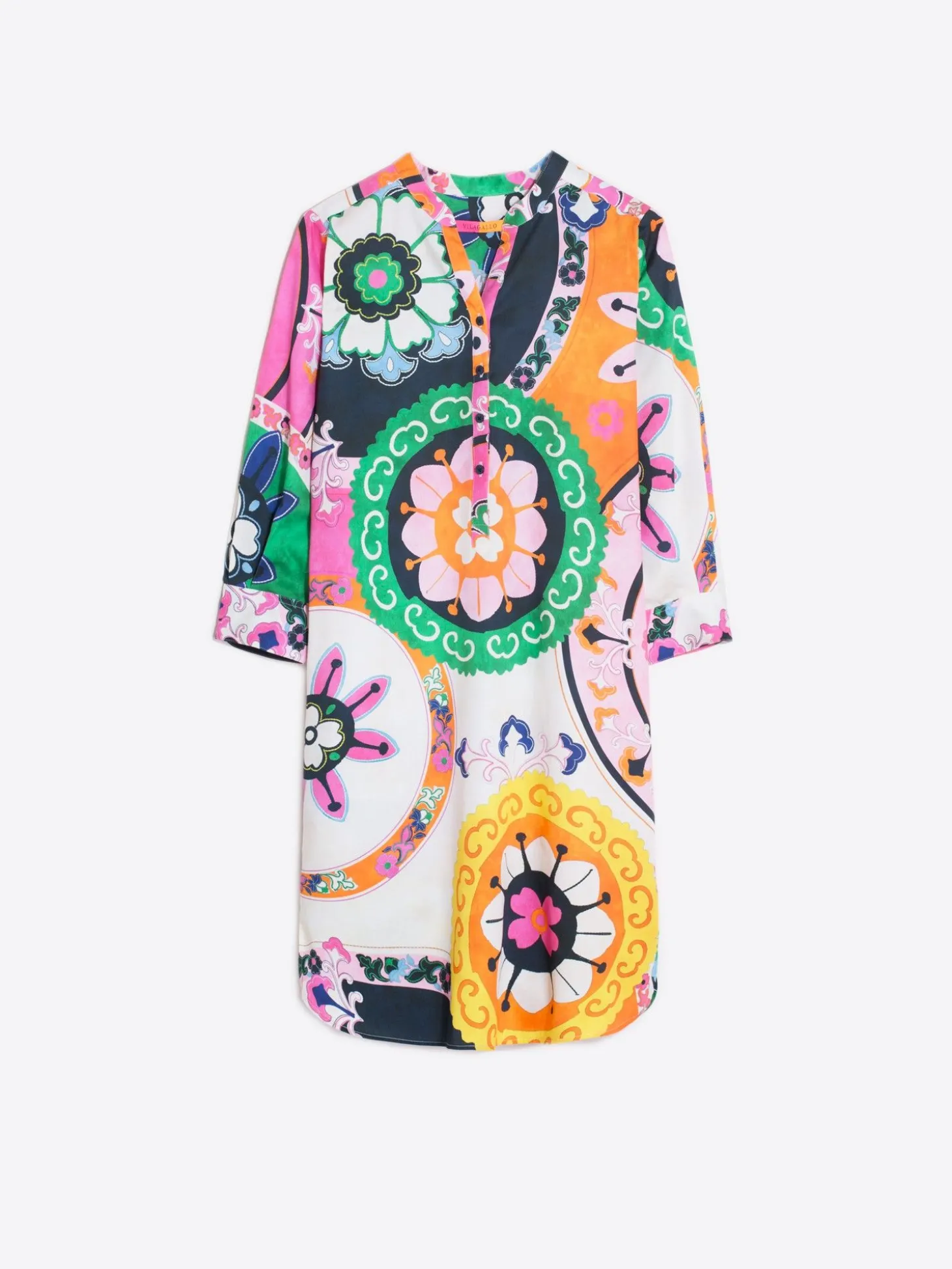 Vilagallo Vestido Algodon Satin Suzani Print Outlet