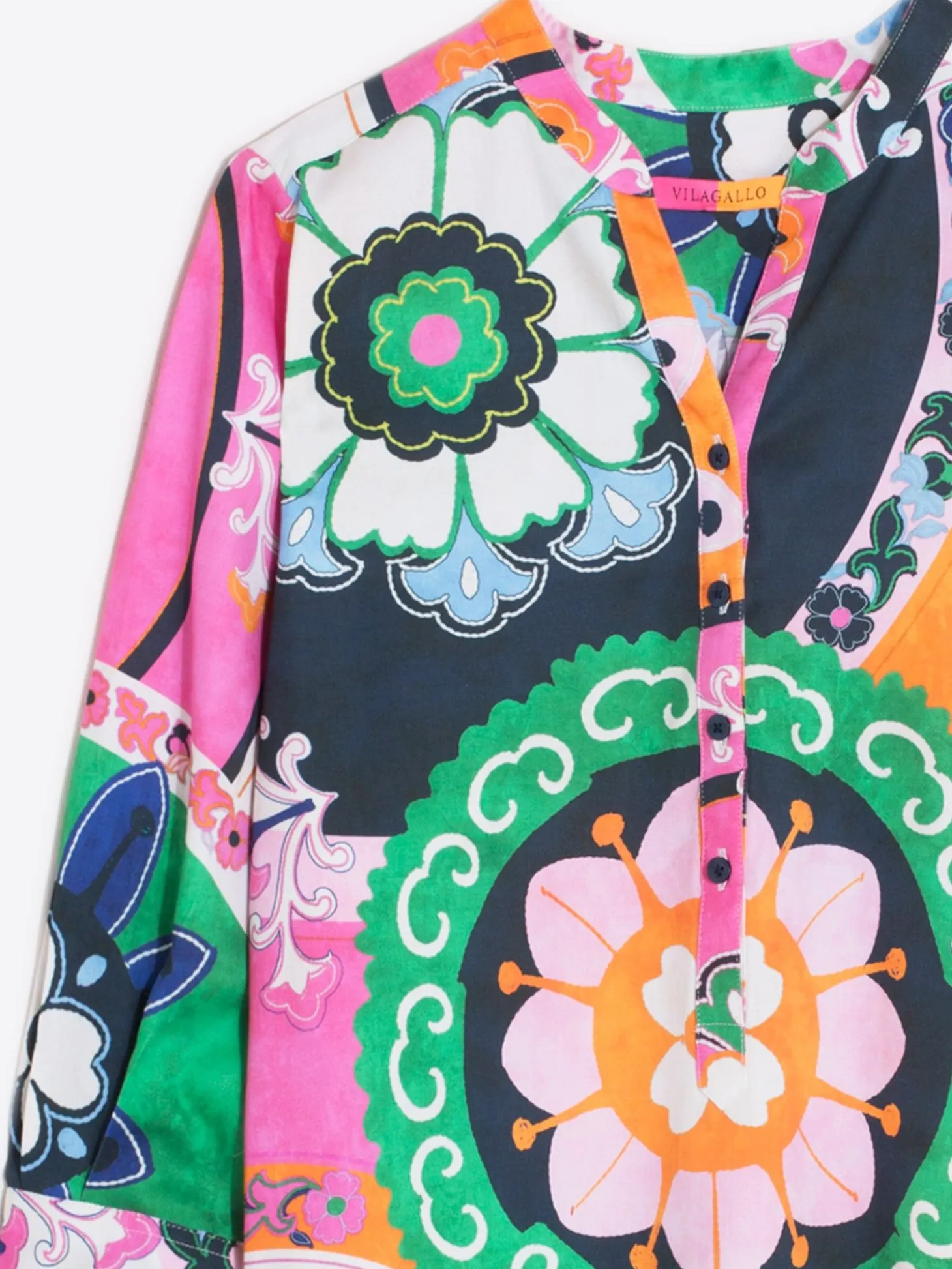 Vilagallo Vestido Algodon Satin Suzani Print Outlet