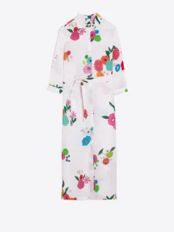 Vilagallo Vestido Antonella Flowers Pure Linen Cheap