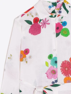 Vilagallo Vestido Antonella Flowers Pure Linen Cheap