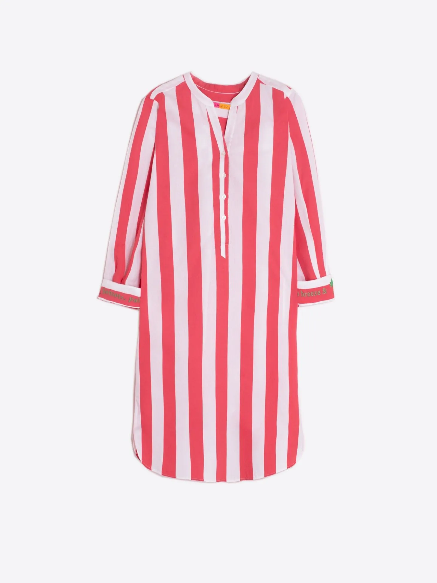 Vilagallo Vestido Bordado Rayas Coral Cheap