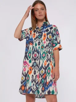 Vilagallo Vestido Camisero Algodon Estampado Ikat Shop