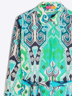 Vilagallo Vestido Camisero Estampado Navajo Turquesa Store