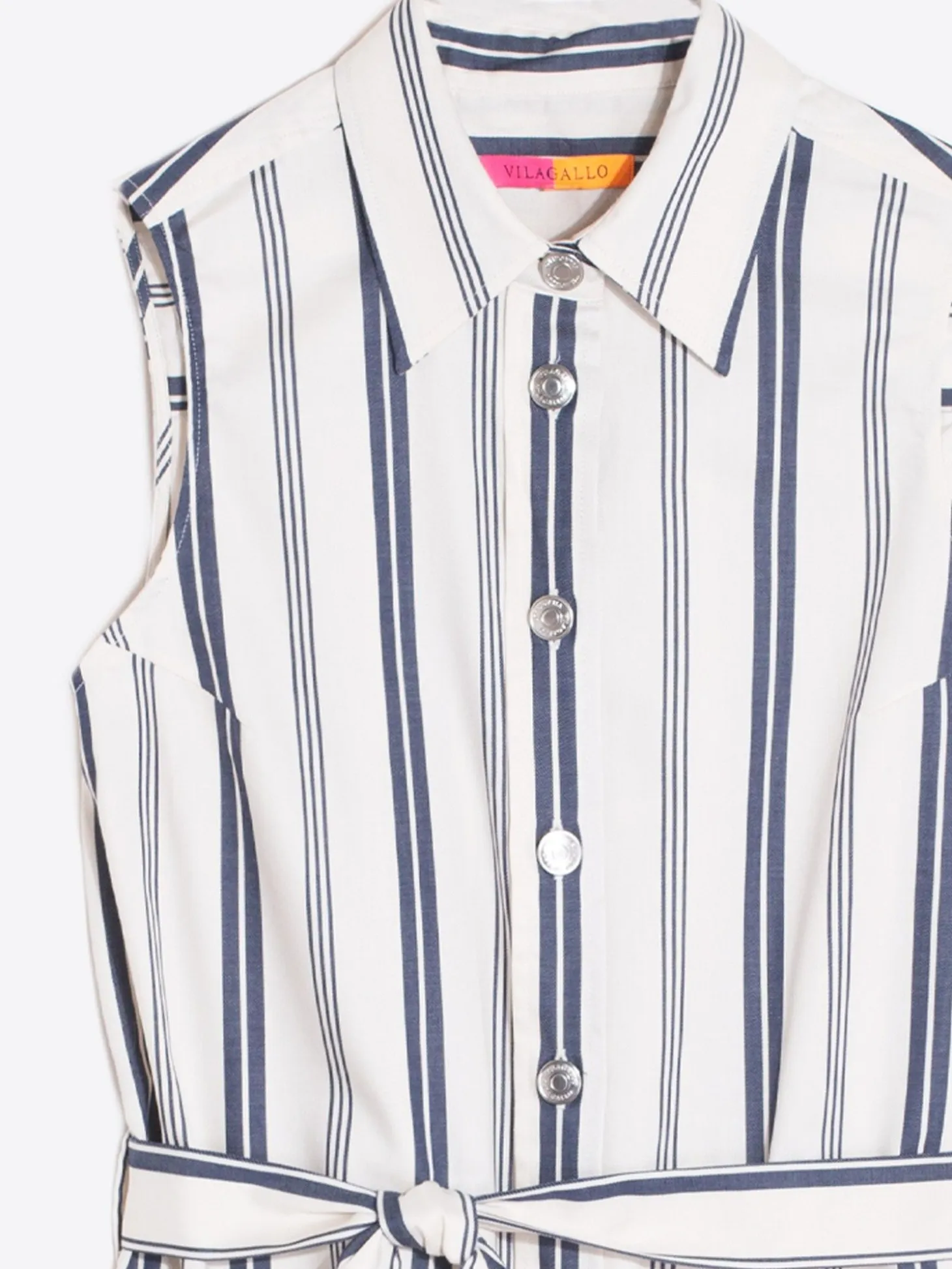 Vilagallo Vestido Camisero Sin Mangas Rayas Cheap