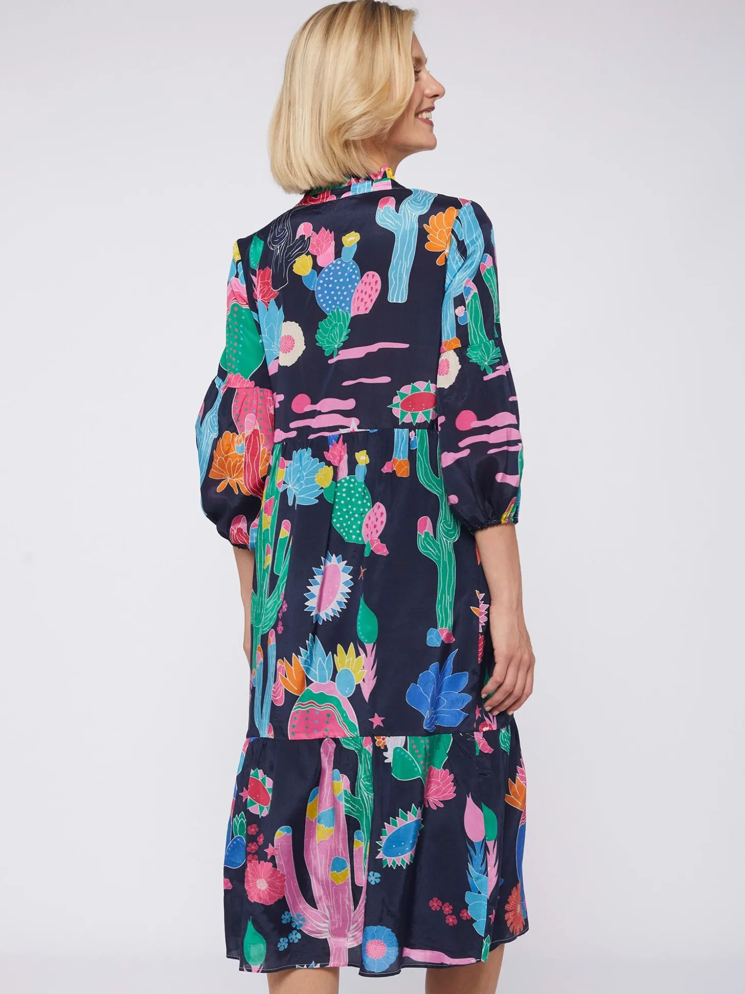 Vilagallo Vestido Catalina Cactus Navy Print Discount