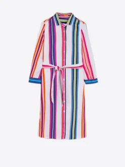 Vilagallo Vestido Dover Multicolor Cotton Stripe Cheap