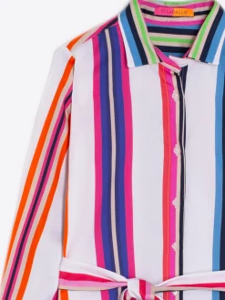 Vilagallo Vestido Dover Multicolor Cotton Stripe Cheap