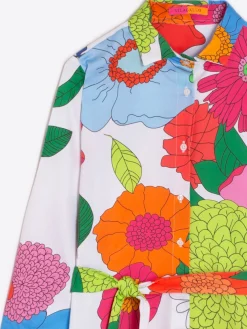 Vilagallo Vestido Dover White Maxi Flower Outlet