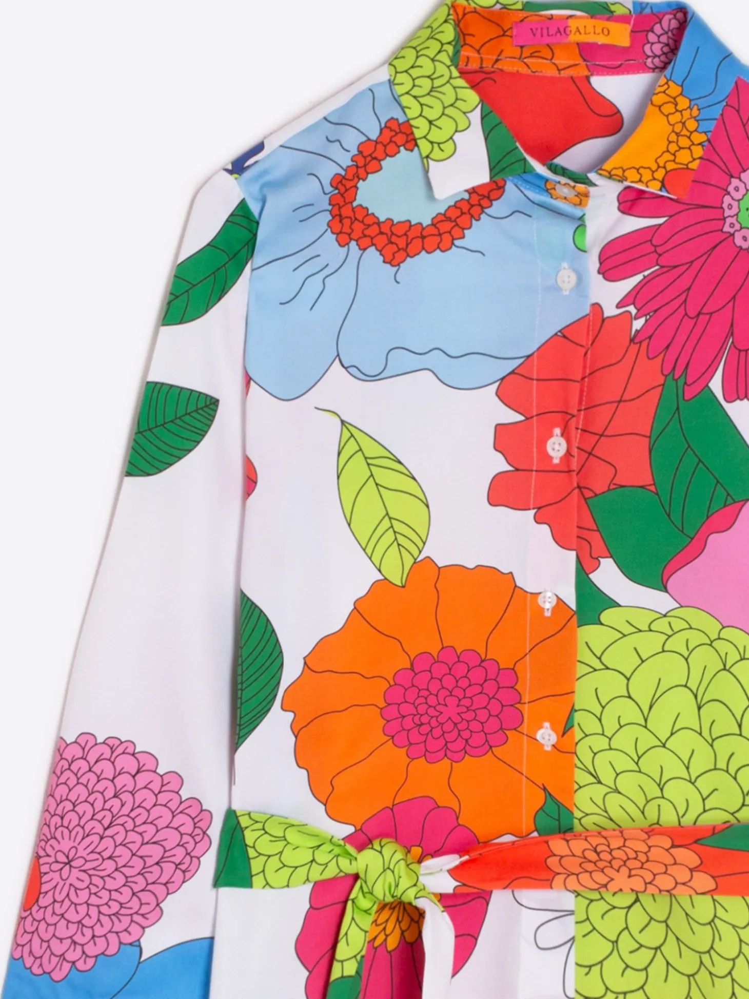Vilagallo Vestido Dover White Maxi Flower Outlet