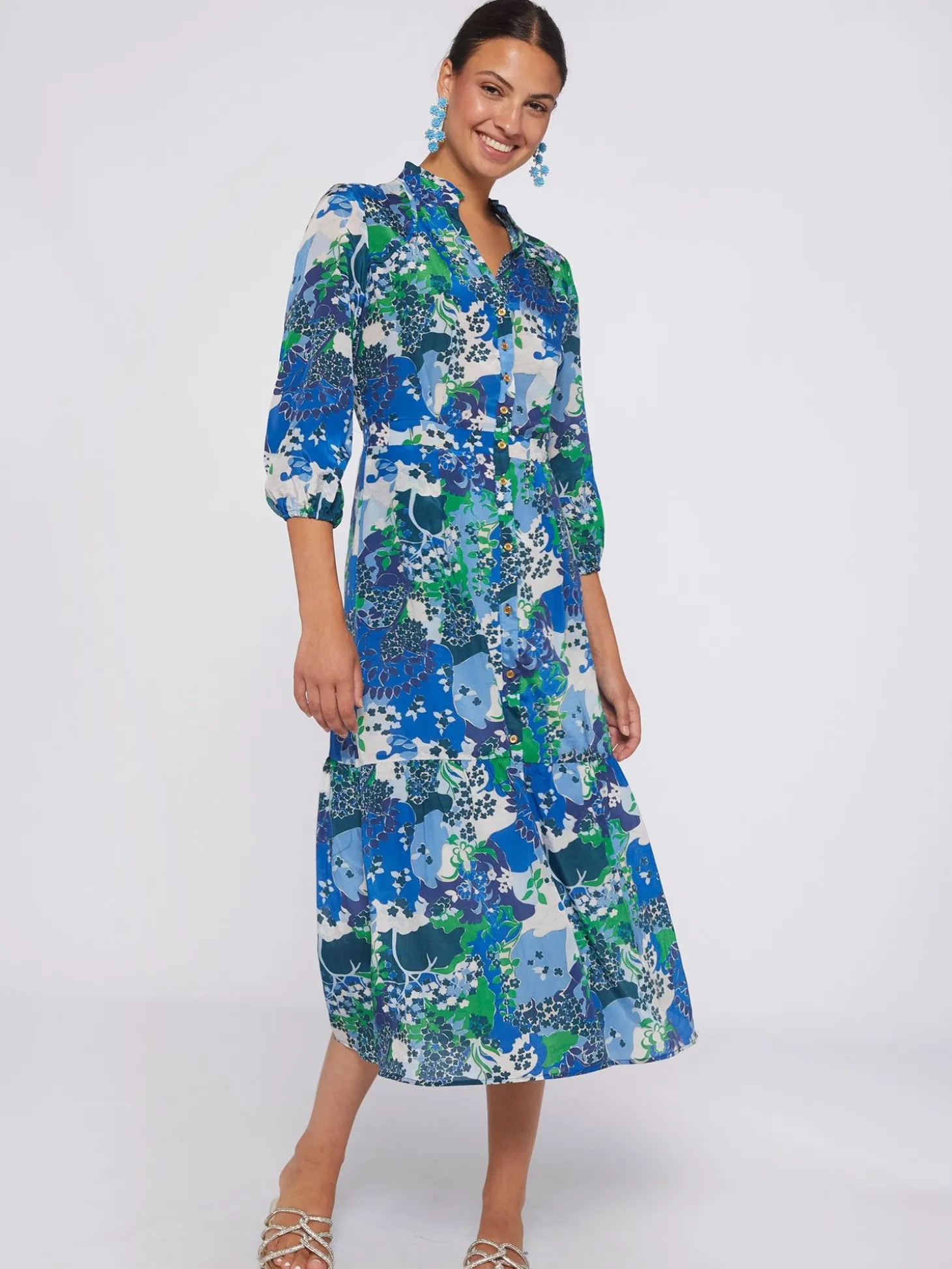 Vilagallo Vestido Estampado Blue Blossom Best Sale