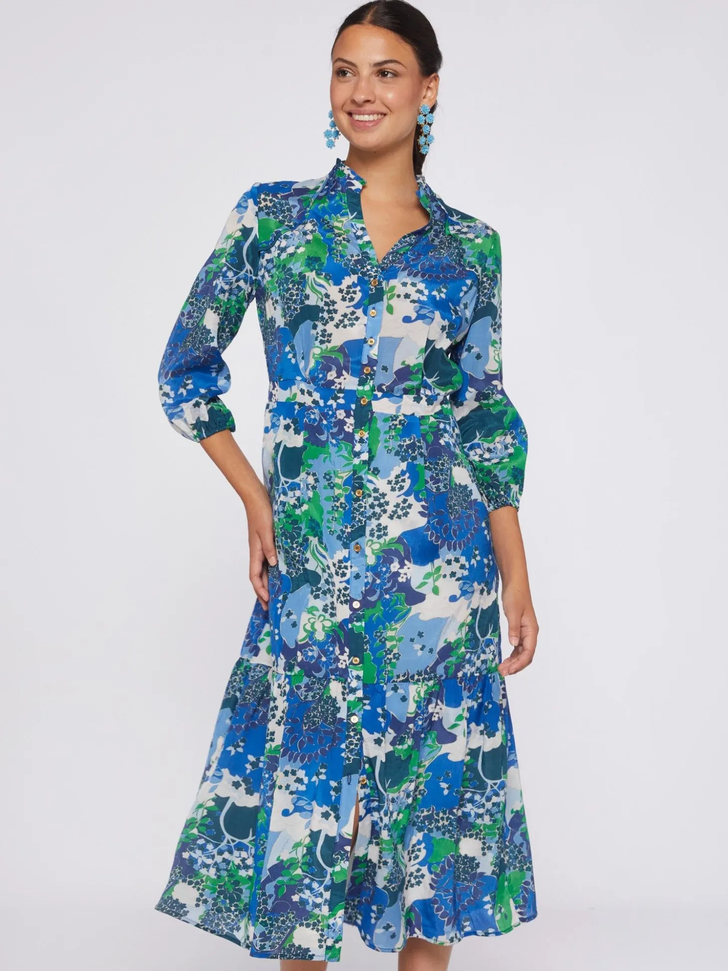 Vilagallo Vestido Estampado Blue Blossom Best Sale