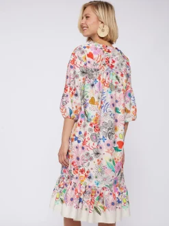 Vilagallo Vestido Fabrizia Hand Painted Flowers Shop