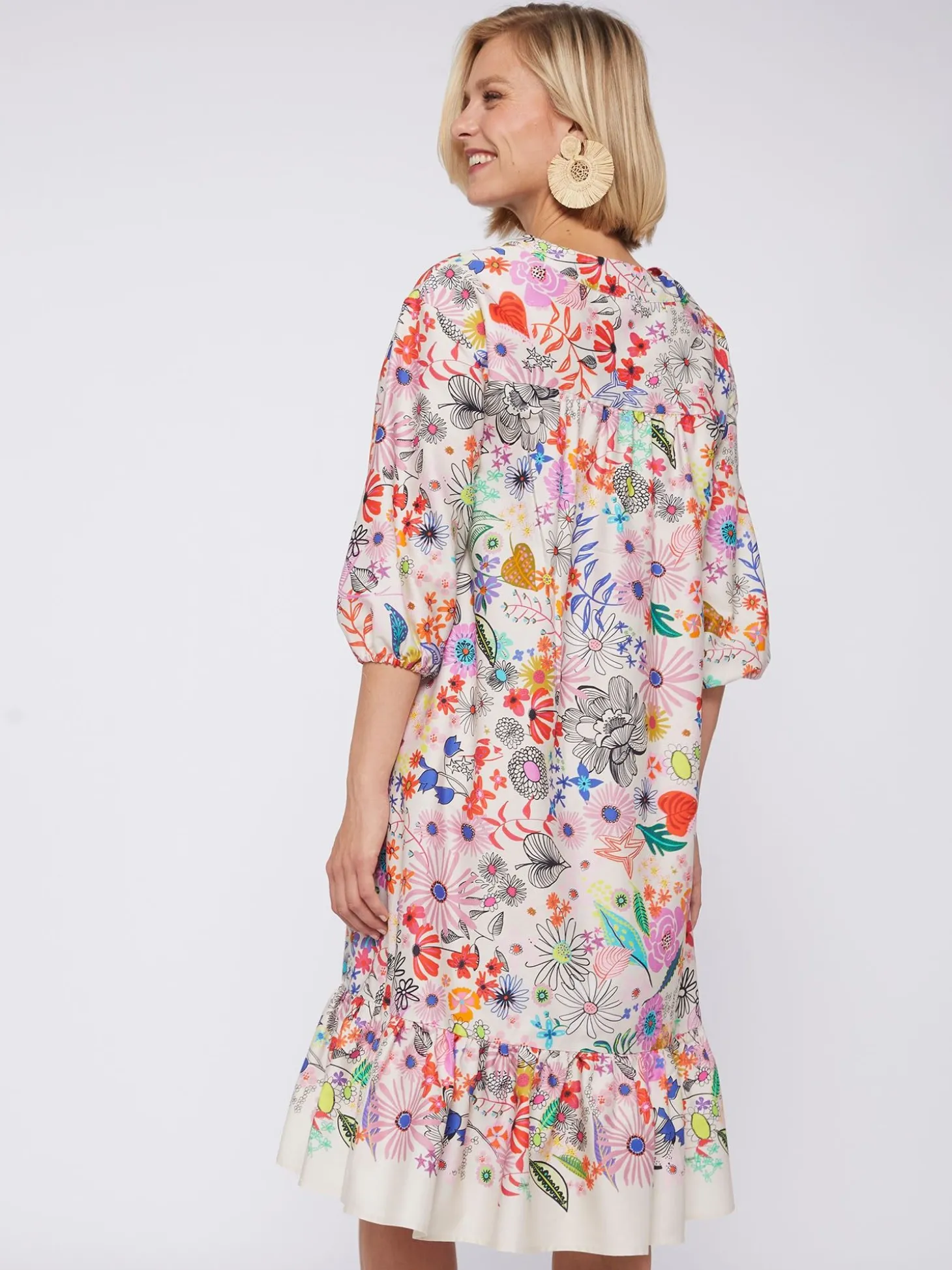 Vilagallo Vestido Fabrizia Hand Painted Flowers Shop